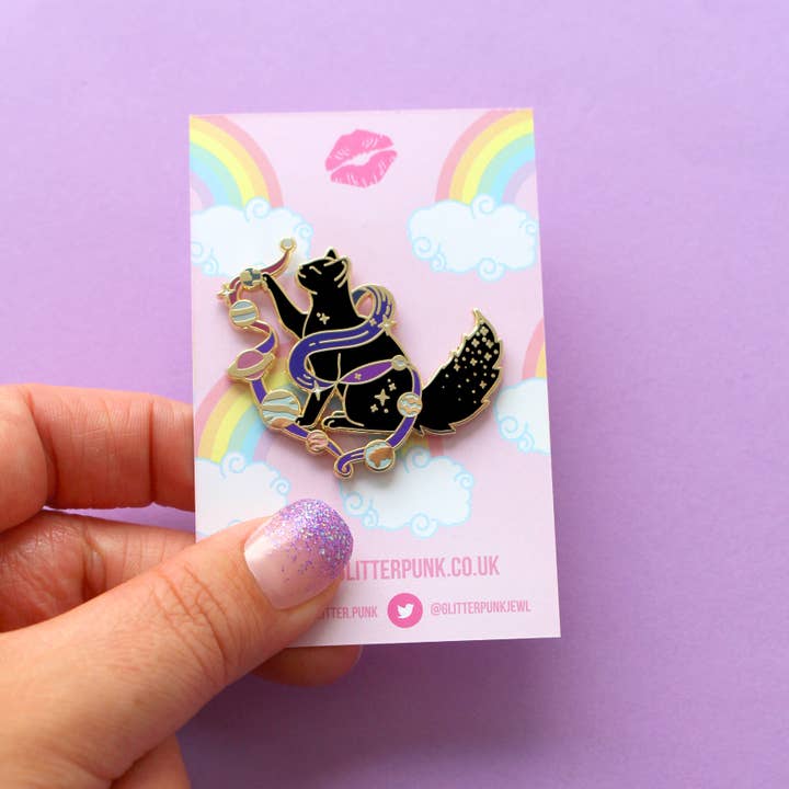 Glitter Punk - Wholesale Lapel Pin/Button - Solar Cat Enamel Pin