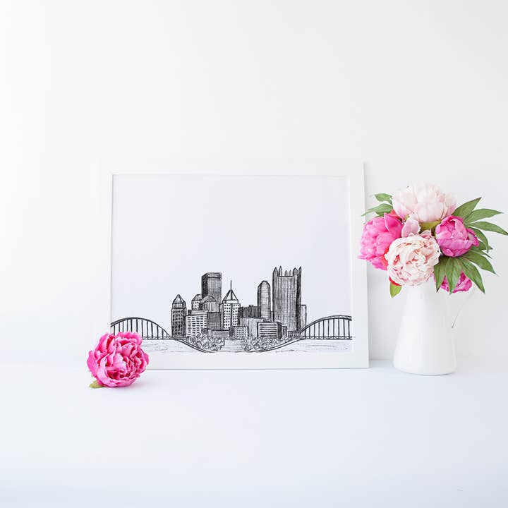 Impression d'art Skyline de Pittsburgh pour la vente par Pineapple Street Designs