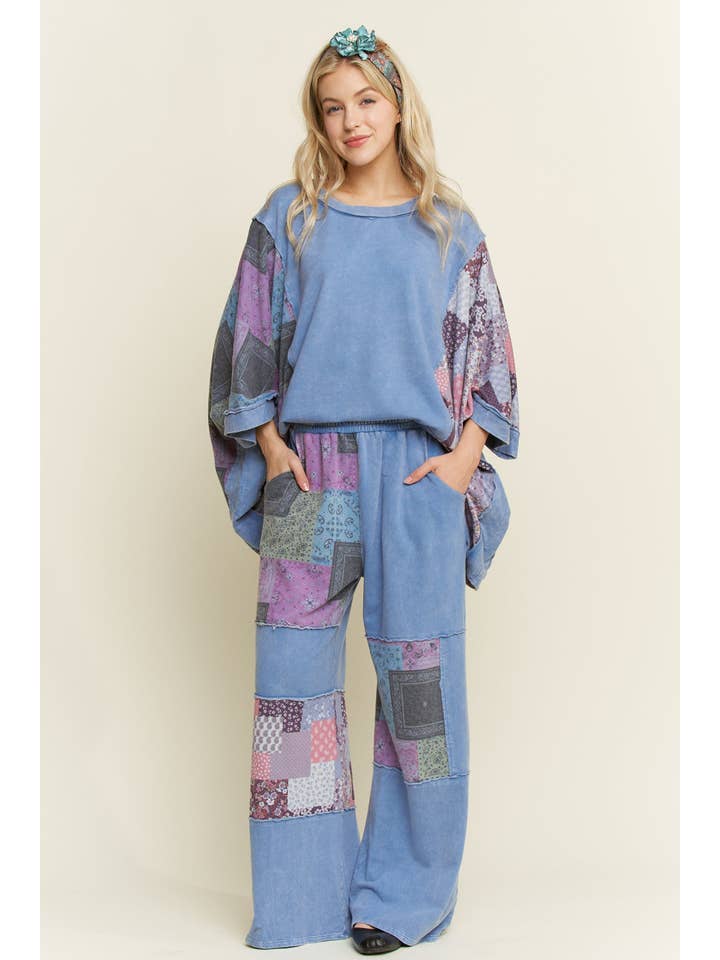 J.Her - Wholesale Poncho - Women's - Mineral Washed Boho Patch Poncho top HT6651 23