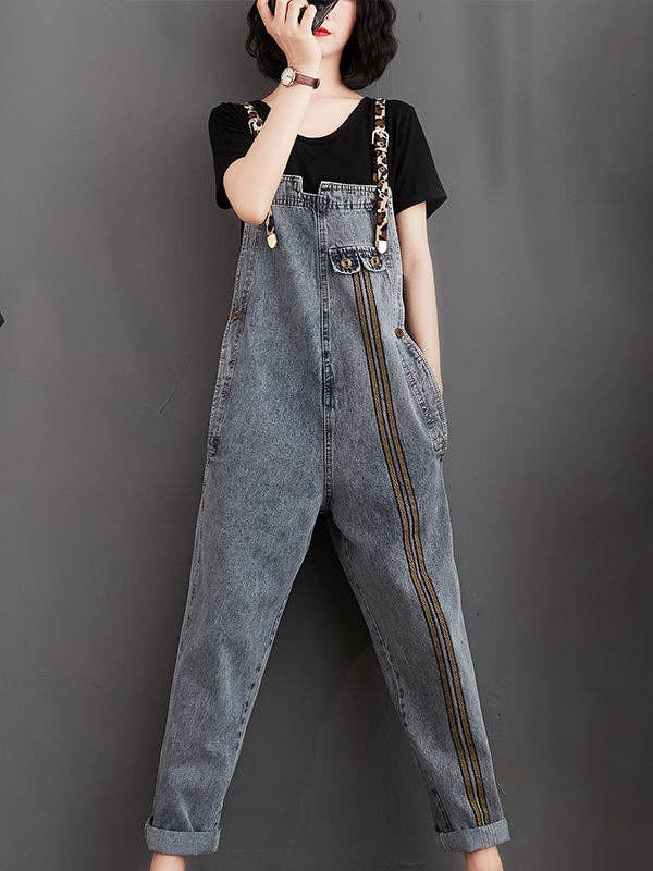 Original Leopard Elasticity Denim Overalls for wholesale by StyleGalX