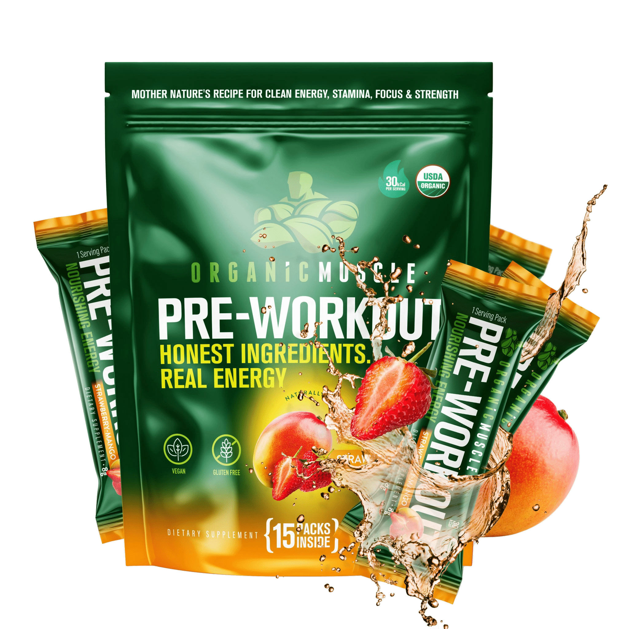 Organic Muscle - Wholesale Proteïne/superfoodpoeder - Superfood Pre-workout in 15 zakjes12