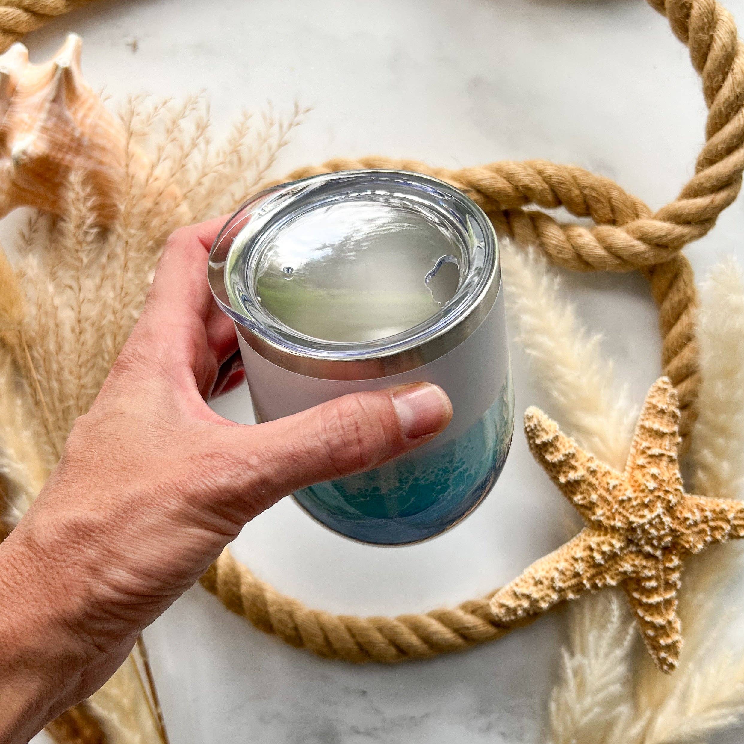 Citrus Waves Art - Wholesale Insulated Mug/Tumbler - Ocean Waves Wine Tumblers 12oz1