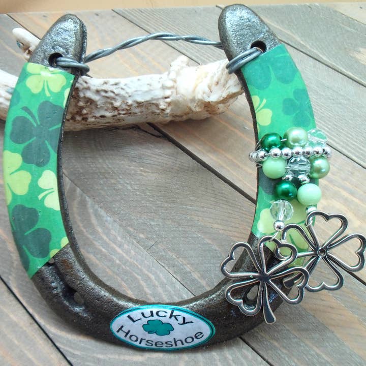 Big Lucky Western Horseshoe - Lucky Shamrock, Lucky Charm for wholesale by The Lucky Horse Company