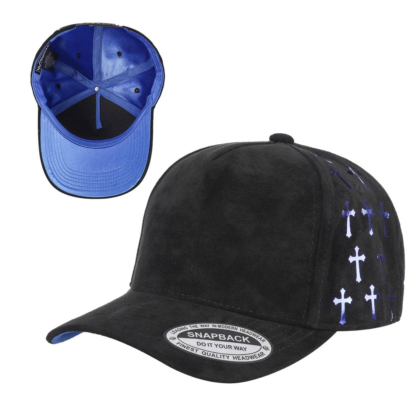 Burzip collection - Wholesale Baseball Cap - Unisex - TC-5SSTG-5PANEL SUEDE FABRIC CAP WITH SATIN GILDING DESIGN-6PCS3