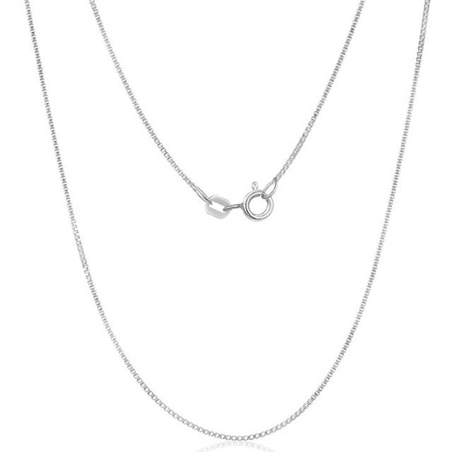 Cadena cuadrada de plata esterlina chapada en rodio de 0,8 mm para venta al por mayor de NYC Sterling