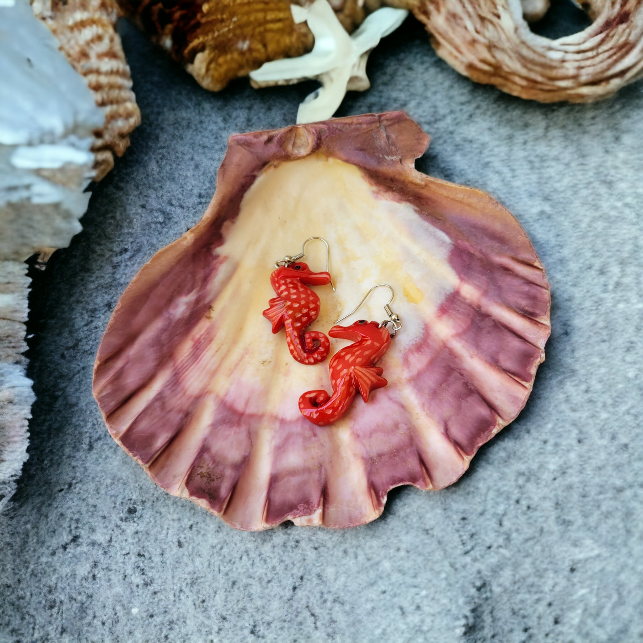 Organic jewelry by Allie - Wholesale Dangle Earrings - Sea horses tagua handcarved earrings mermaid jewelry1