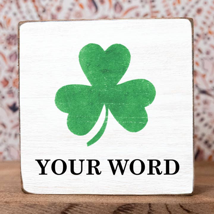 Personalized Shamrock Decorative Wooden Block for wholesale by Rustic Marlin