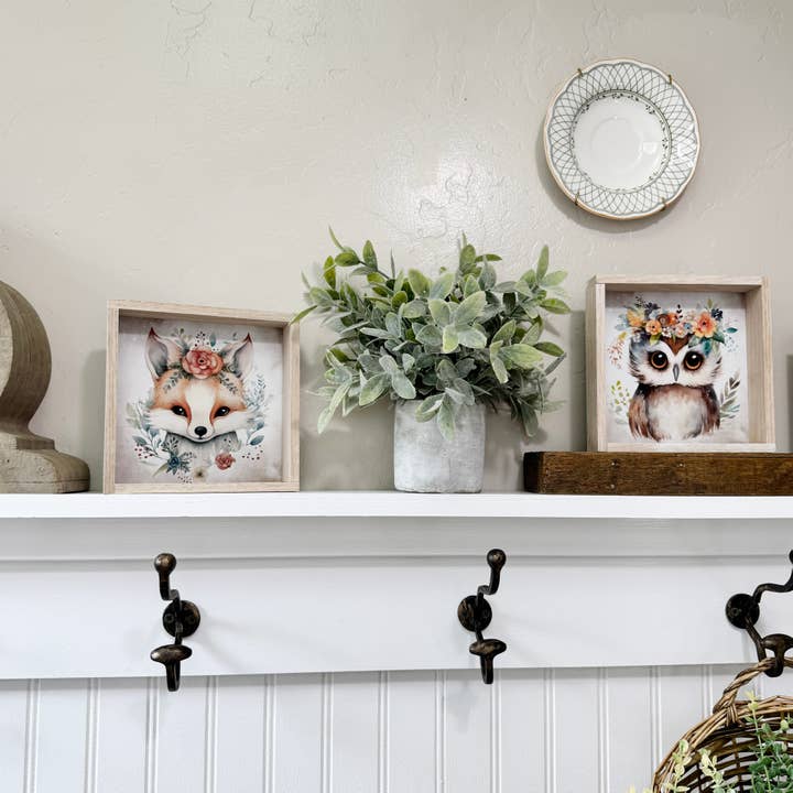 Hangout Home - Wholesale Art Print - Boho Cute Owl Wall Art - Nursery Canvas Art - Wood Framed