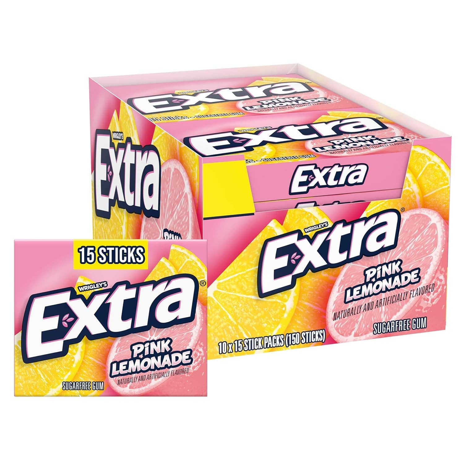 Long Island Candy Factory - Wholesale Chewing Gum - EXTRA Pink Lemonade Chewing Gum 10 count 15 sticks0