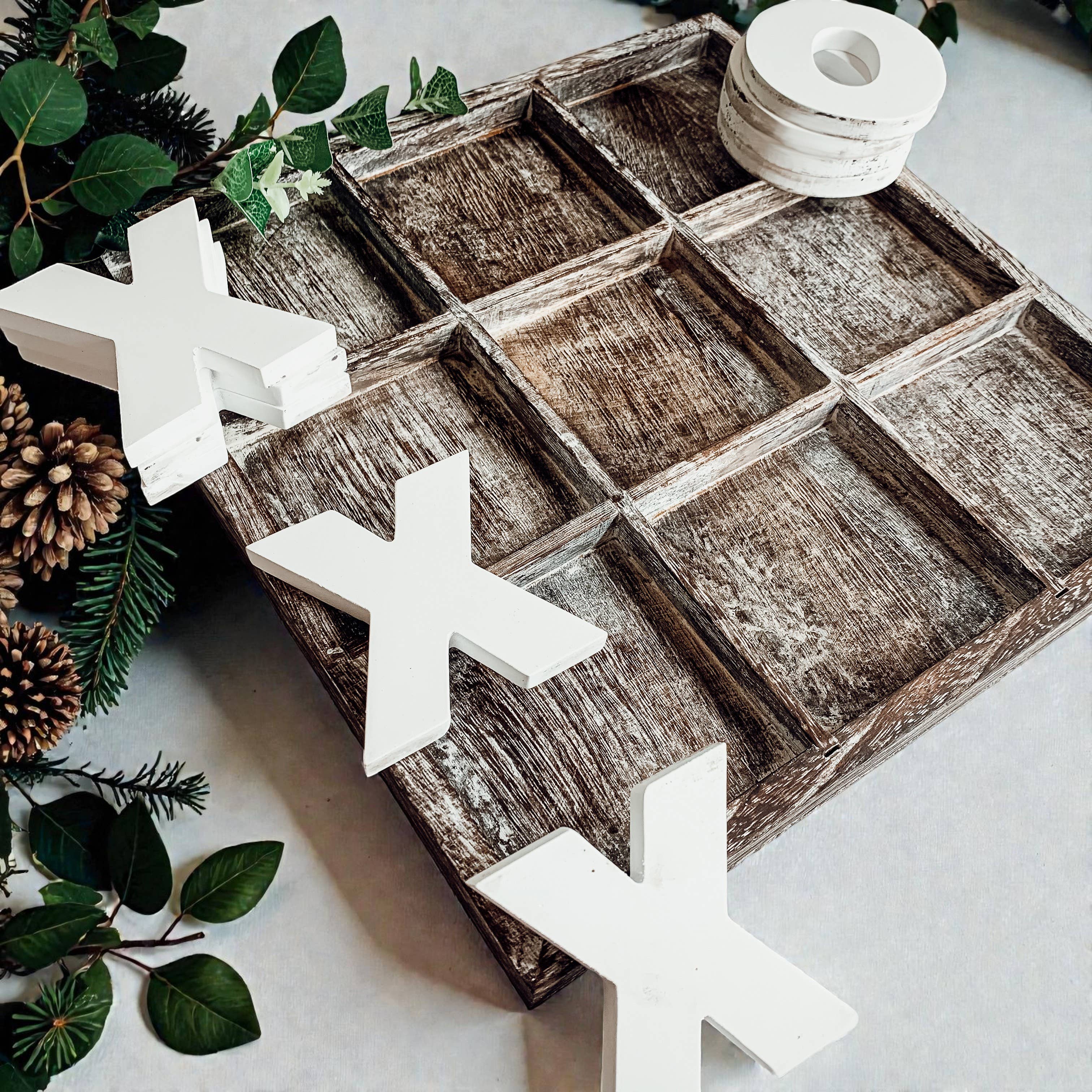 Gia Roma - Wholesale Decorative Tabletop Object - Wooden Tabletop Game + Decor, Tic Tac Toe Wood Game, Rustic29