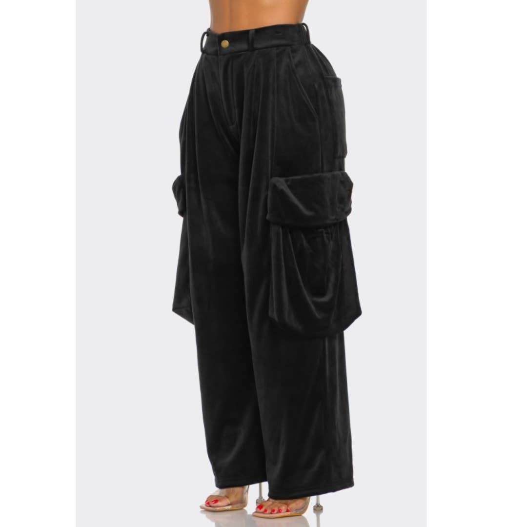 LOVE SENSE - Wholesale Pants - Women's - VELVET BAGGY CRAGO PANTS 1