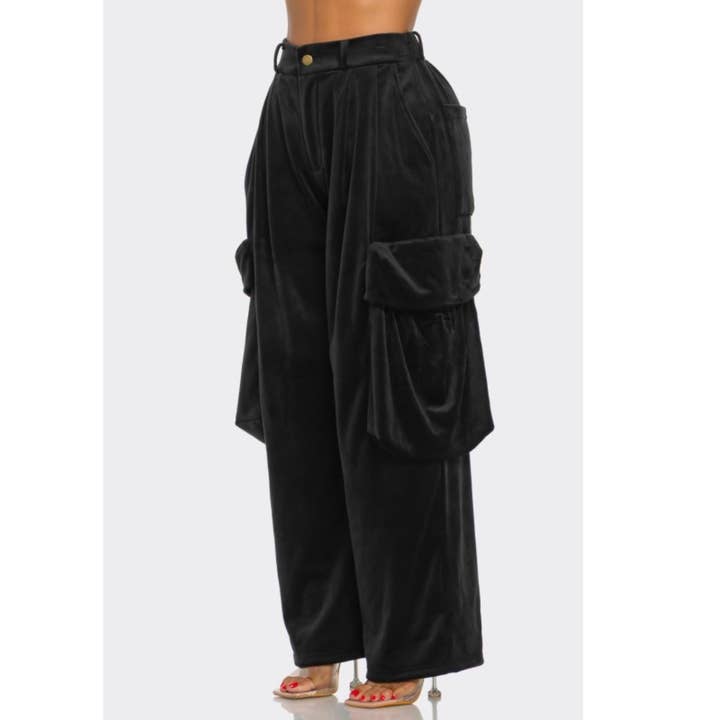 LOVE SENSE - Wholesale Pants - Women's - VELVET BAGGY CRAGO PANTS 1