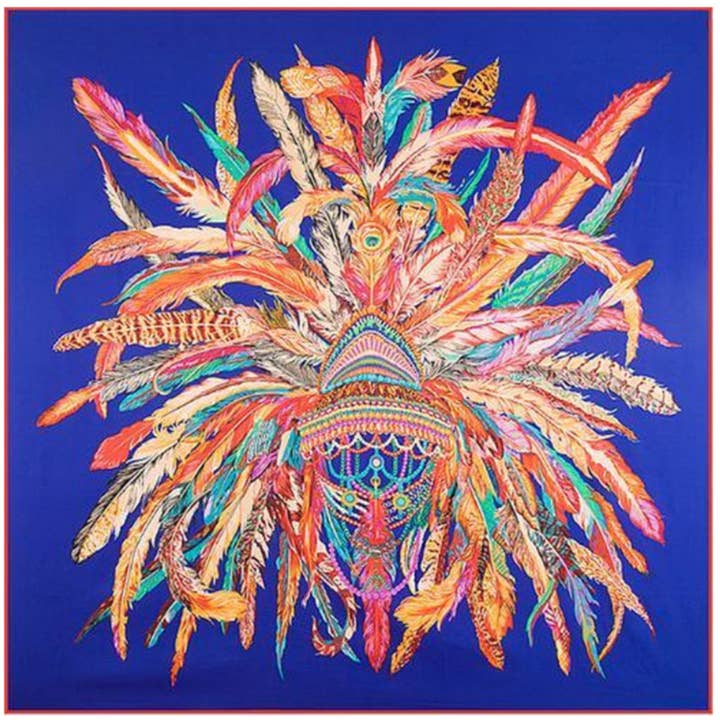 Scarf feather print silk blend for wholesale by Emilie collection