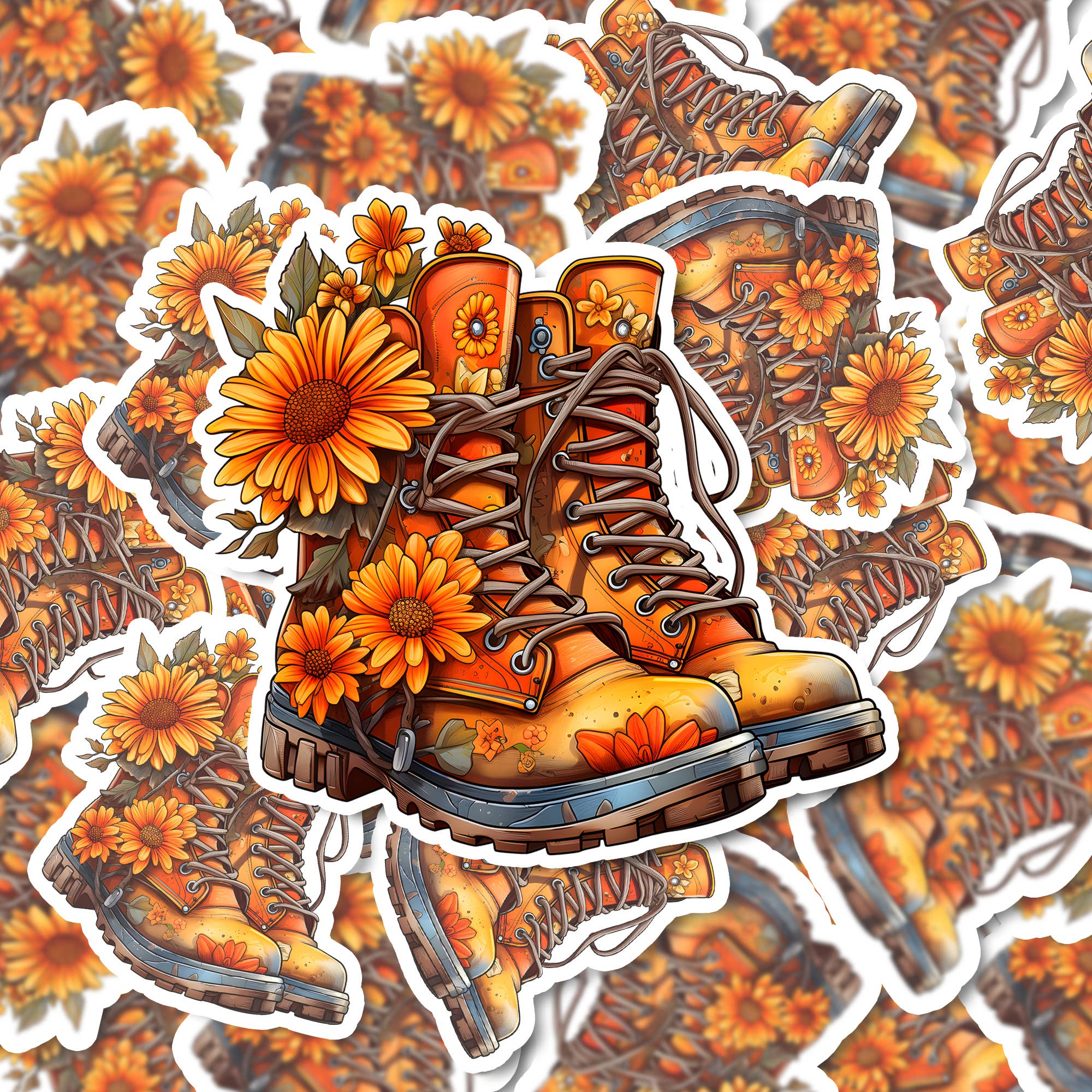 PiggyPrintStickers - Vendita all'ingrosso Adesivo - Adesivo Girasole | Design Stivali Hippie | Decalcomania in Vinile3