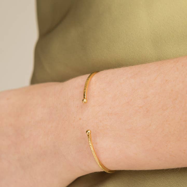 Brenda Grands Jewelry - Wholesale Bangle Bracelet - 24K Gold Adjustable Thin Hammered Bangle4
