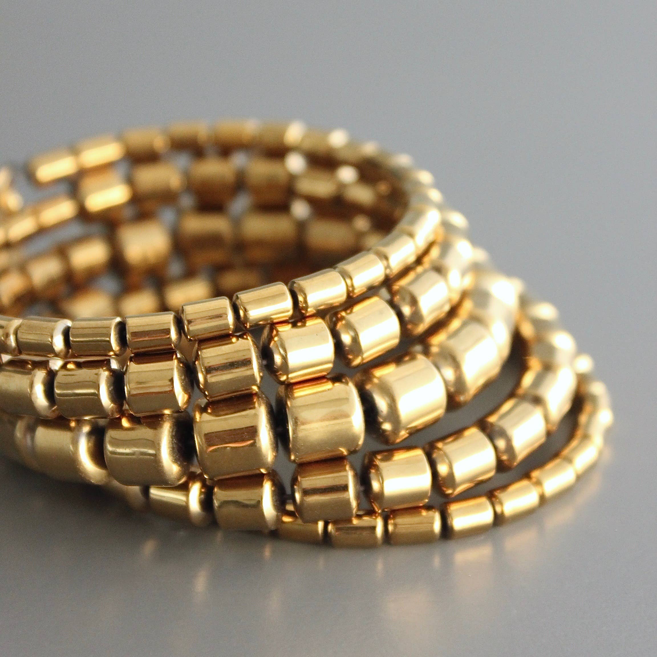 David Aubrey Jewelry - Wholesale Beaded Bracelet - CHRB13 Gold plated hematite wrap bracelet1