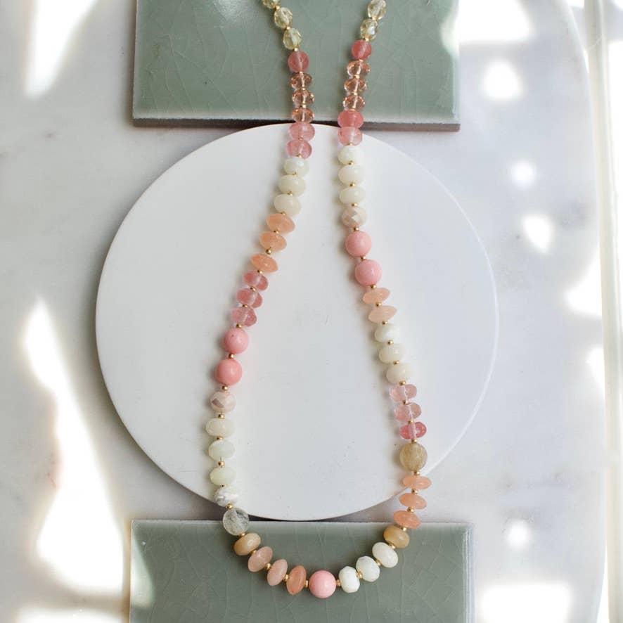 a.v. max – Colar com missangas/pérolas por atacado – Colar Gemma Medium Rondelle|16 Combinações de Pedras16