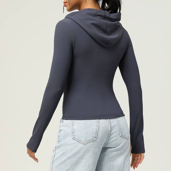 Sodalemon - Vendita all'ingrosso Giacca sportiva - Donna - Giacche con cappuccio per sport all'aperto con cerniera a costine5