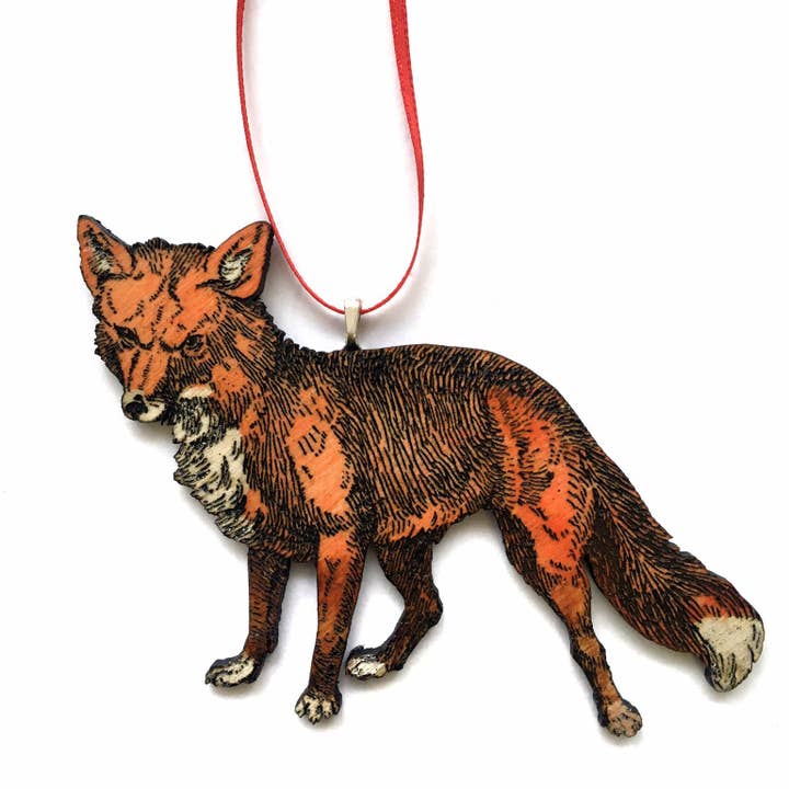 Handpainted Fox Ornament for wholesale by Toad Hill Farm