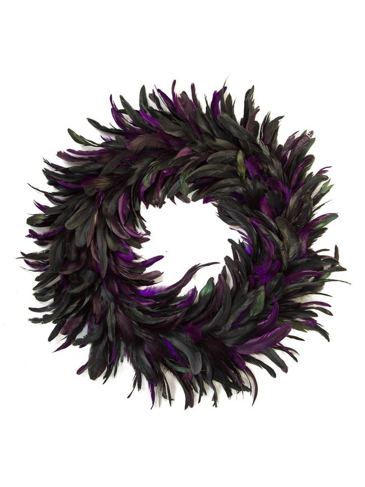 Black/Purple 2 Toned Wreath with Purple Fur for wholesale by Starlight Collection