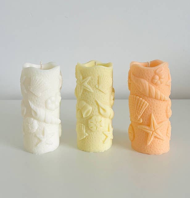 Sweet-Deco Creative - Wholesale Novelty Candle - Hand cast “seashell” pillar candle with fragrance options0