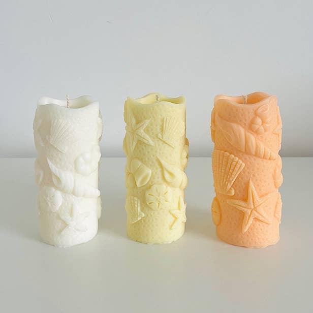 Sweet-Deco Creative - Wholesale Novelty Candle - Hand cast “seashell” pillar candle with fragrance options