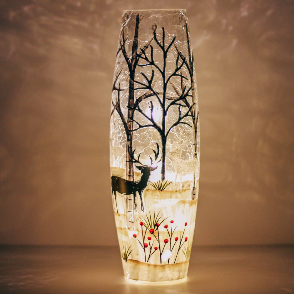 A Cheerful Giver - Wholesale Vase - Silver & Gold Glass Vase with LED String Lights — Christmas, Holiday Decorations2