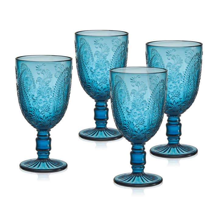 Fitz & Floyd Maddi Indigo 10OZ Goblet S4 Brown Bx Pkg for wholesale by Fitz and Floyd® Mikasa® Pfaltzgraff®