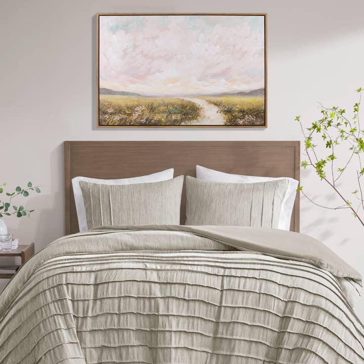 Flower Fields Landscape Framed Wall Art Home Decor for wholesale by Olliix