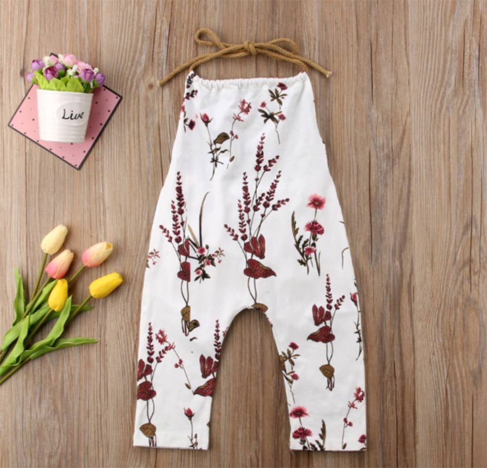 Fennco Styles - Vente Barboteuse – bébé - Combinaison dos nu pour bébé à motif floral et bretelles0
