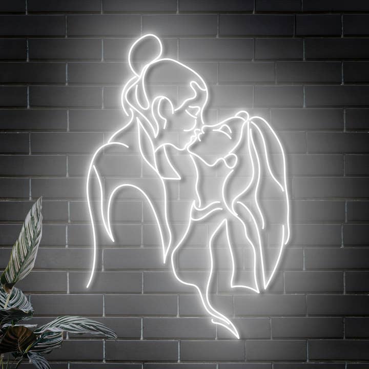 Par lesbisk kysser neon vægdekoration, LGBT valentinsdekoration for engroshandel hos Glow Neon