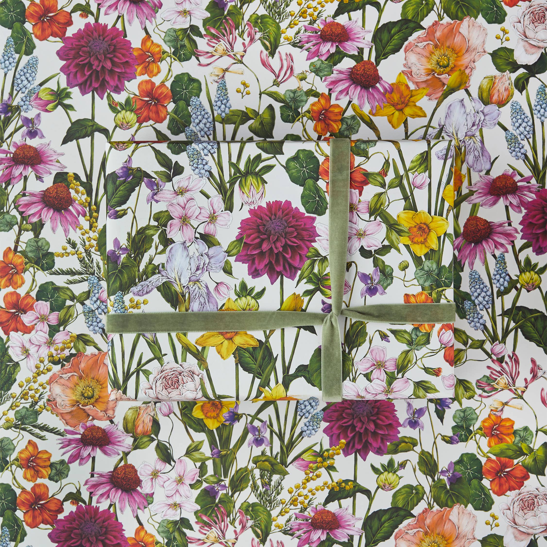 Catherine Lewis Design - Wholesale Flat Wrap - Bountiful Blooms - Ivory - Floral Gift Wrap / Botanical Paper