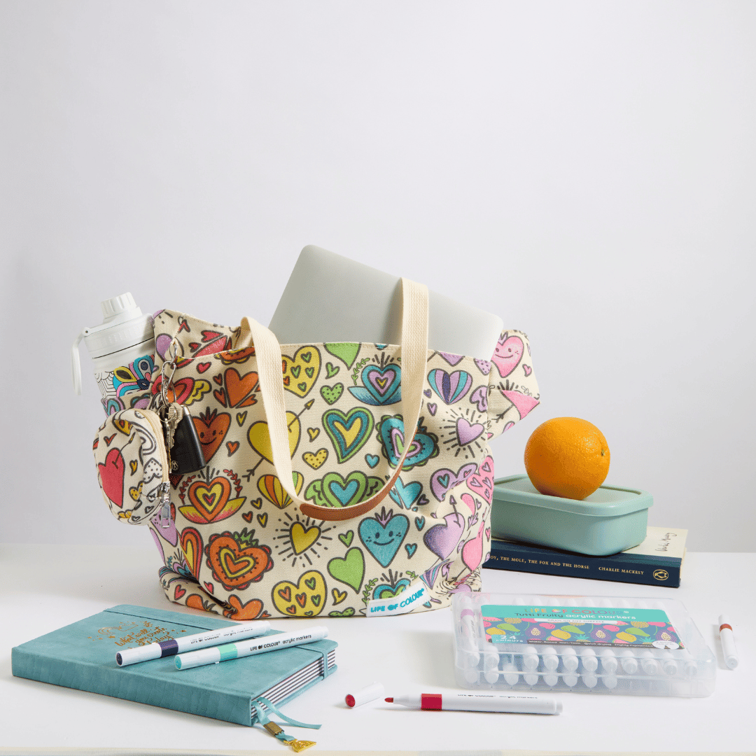 Life of Colour - Venta al por mayor Bolsa grande - Unisex - Bolsa para garabatos DIY, diseño de corazones de amor6