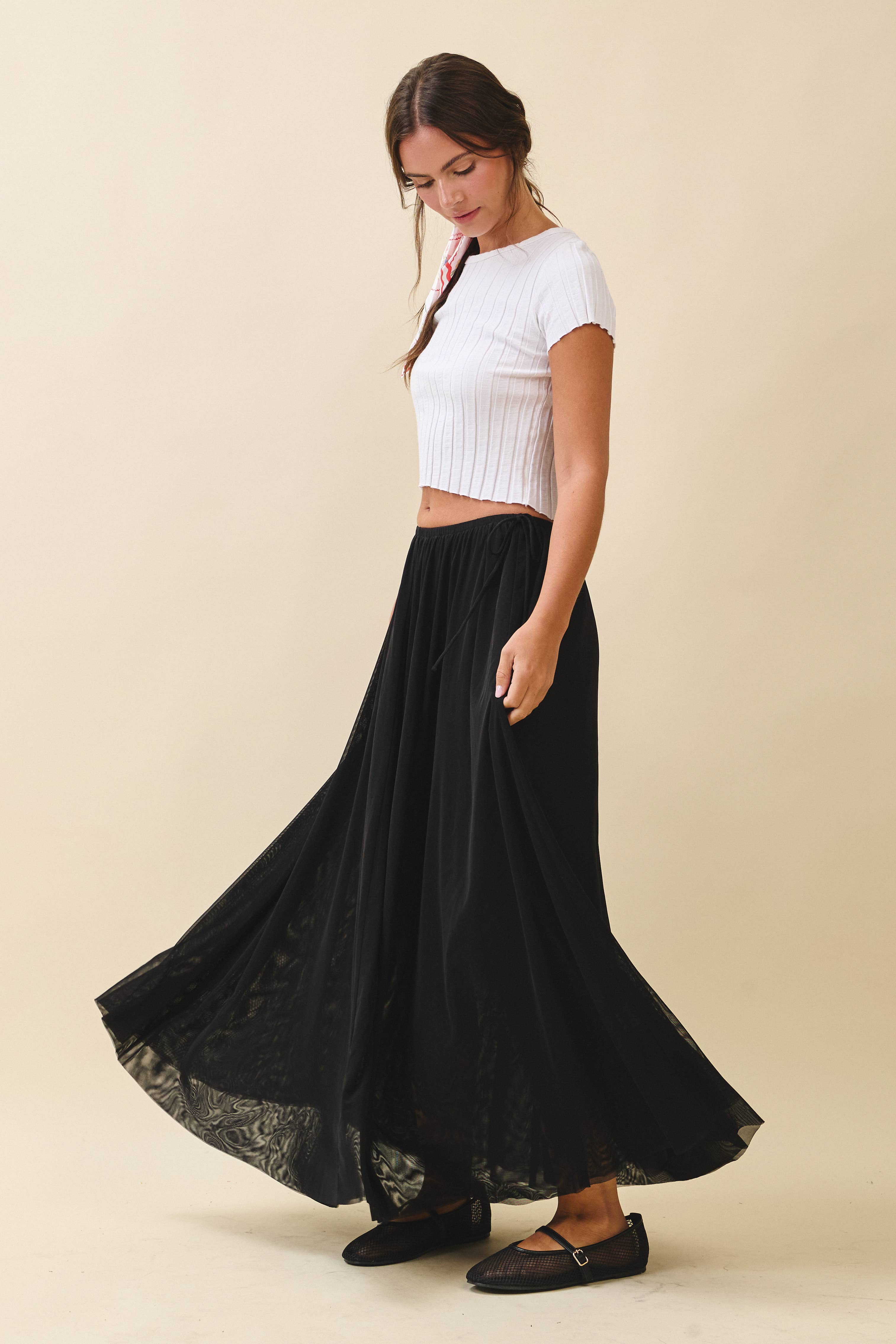 AEMI + CO - Wholesale Skirt - Women's - 7185GK Flowy Mesh Maxi Skirt4