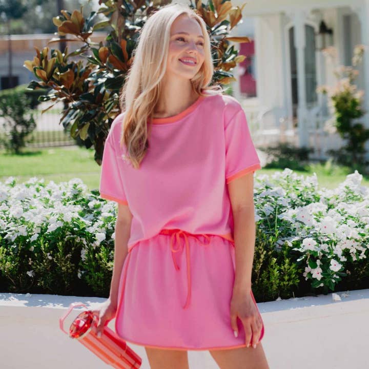 Ensemble Jupe et Haut Rose et Orange pour la vente par Katydid