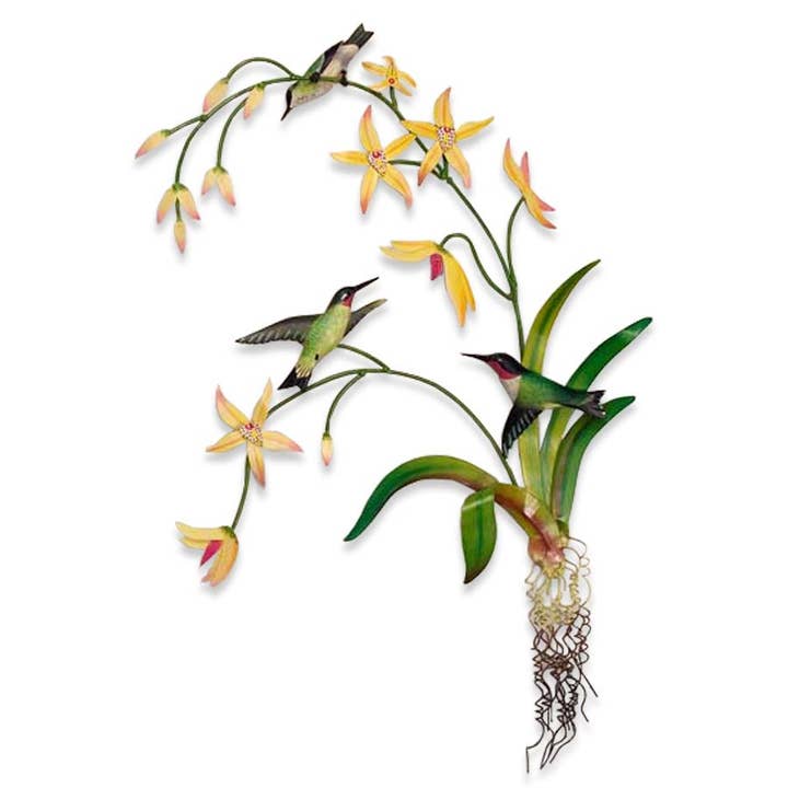 T.I. Design - Wholesale Sculpture - Hummingbird Branch (3 Birds)