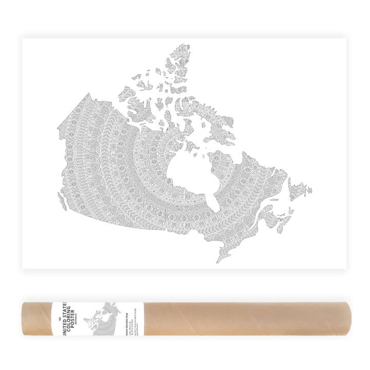 Canada Coloring Map with Mandala Pattern for wholesale by Anna Grunduls Design