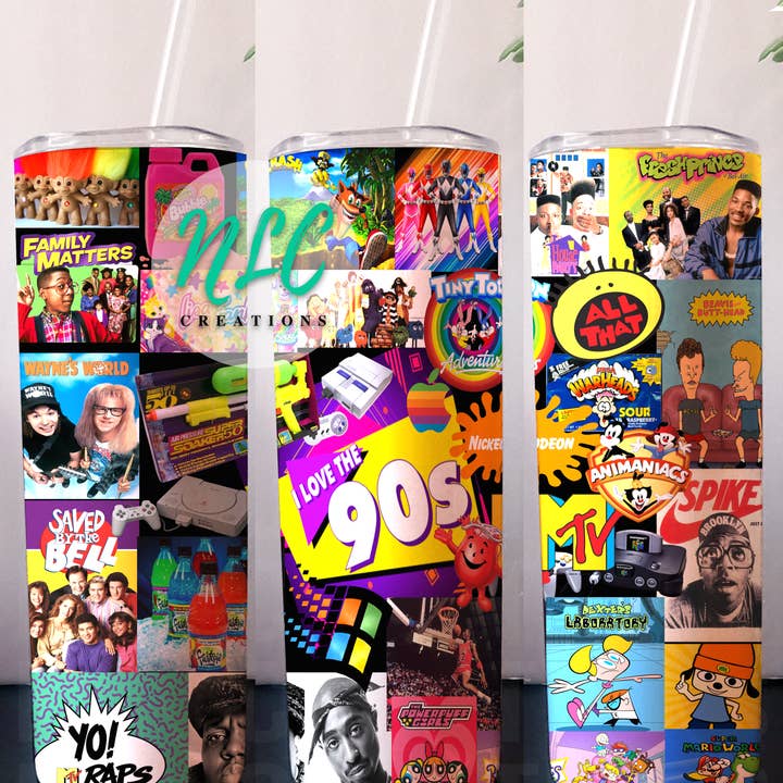 J'adore le gobelet en acier inoxydable de 20 oz des années 90 pour la vente par NLC Creations