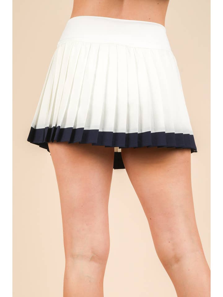 VERY J - Wholesale Athletic Skirt - Women's - NS50132-Two Tone Pleated Activewear Mini Skirt with Shorts12