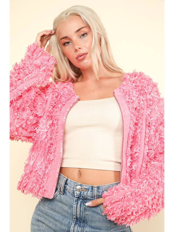 VERY J - Wholesale Jacket - Women's - 12W3077N-Soft Shaggy Yarn Knit Sweater Holiday Jacket