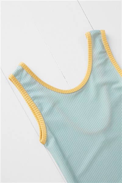 Pistachio Ribbed Kids Swimsuit for wholesale on Faire2