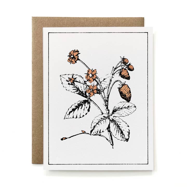 100% gerecyclede geverfde botanische kaart - Aardbeienplant voor wholesale door Knapping Press