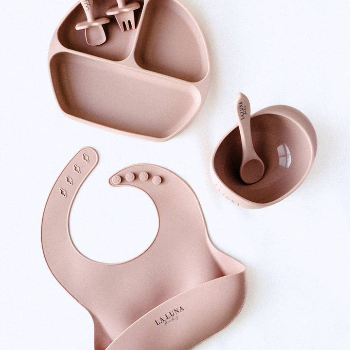 Silicone Feeding Set Lilac for wholesale by La Luna Kids