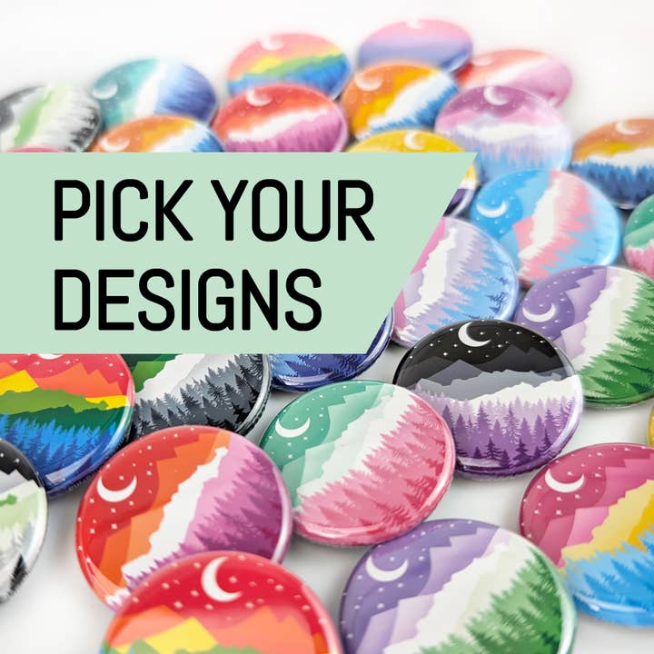 Pride buttons - 1.25" - Choose your flag - LGBTQ+ buttons for wholesale by Aphrodite Bookclub