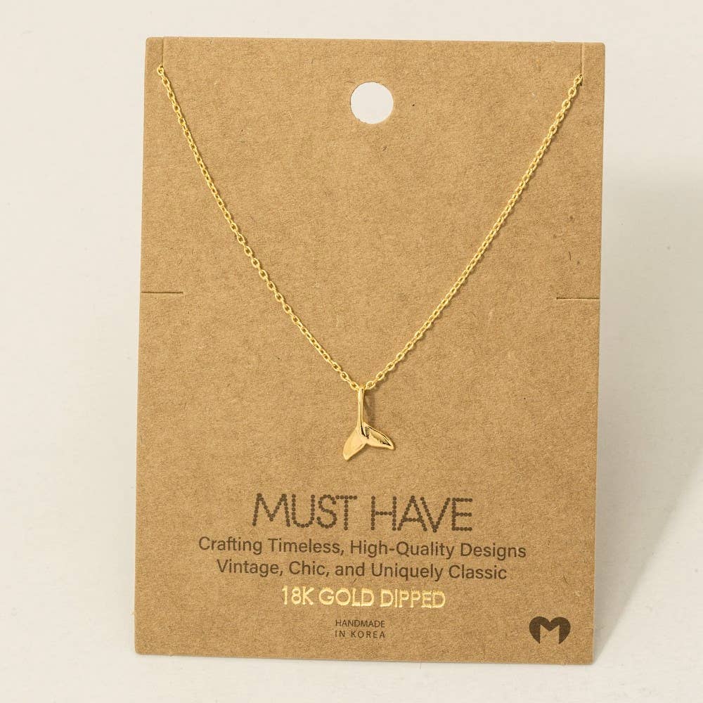 Fame Accessories - Wholesale Pendant/Charm Necklace - Gold Dipped Whale Tail Pendant Necklace1