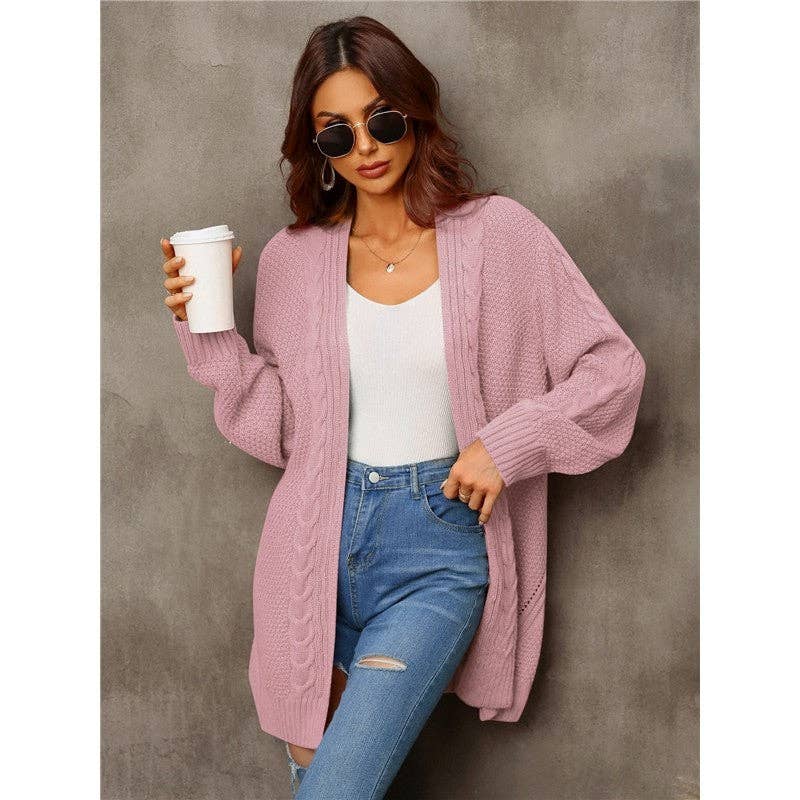 Mirazshoes WholeSale – Großhandel Strickjacke – Damen – Lässiger Lockerer Strick-Cardigan mit langen Ärmeln als Oberbekleidung5