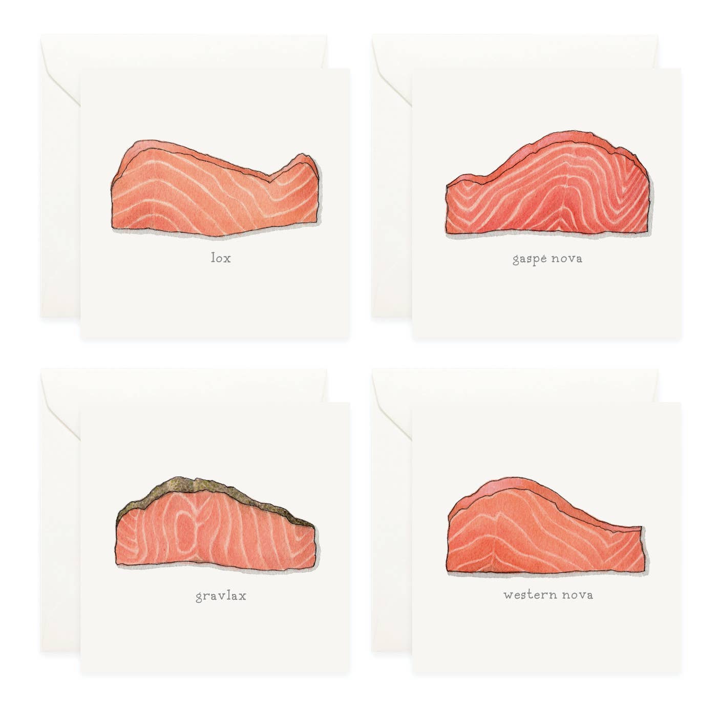 Yeesan Loh - Wholesale Stationery/Notecard Set - Mini Cards Set / Fish . Salmon (Smoked & Cured)1