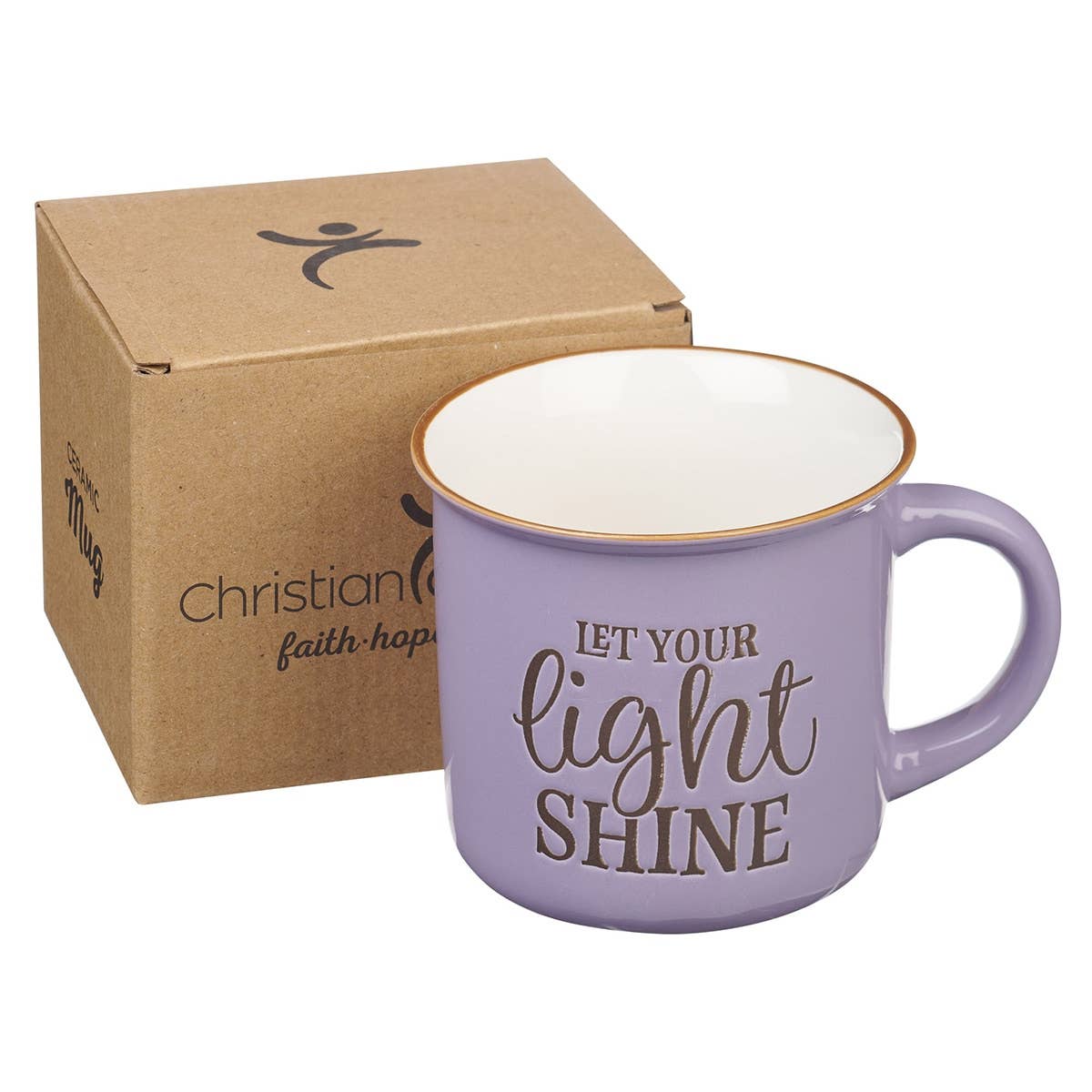 Christian Art Gifts - Wholesale Coffee Mug - Mug Camp Purple/White Let Your Light Shine3