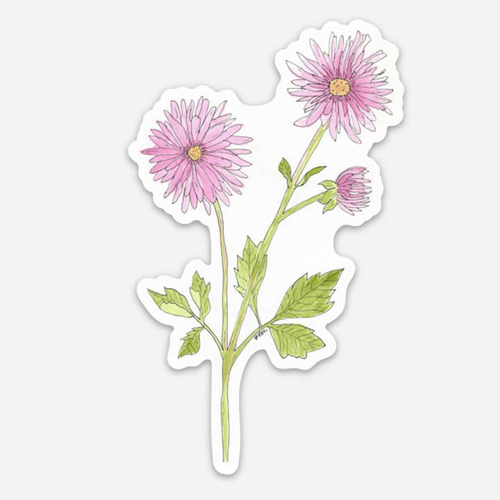 Pretty Pink Dahlias Sticker for wholesale by Red Cottage Creative