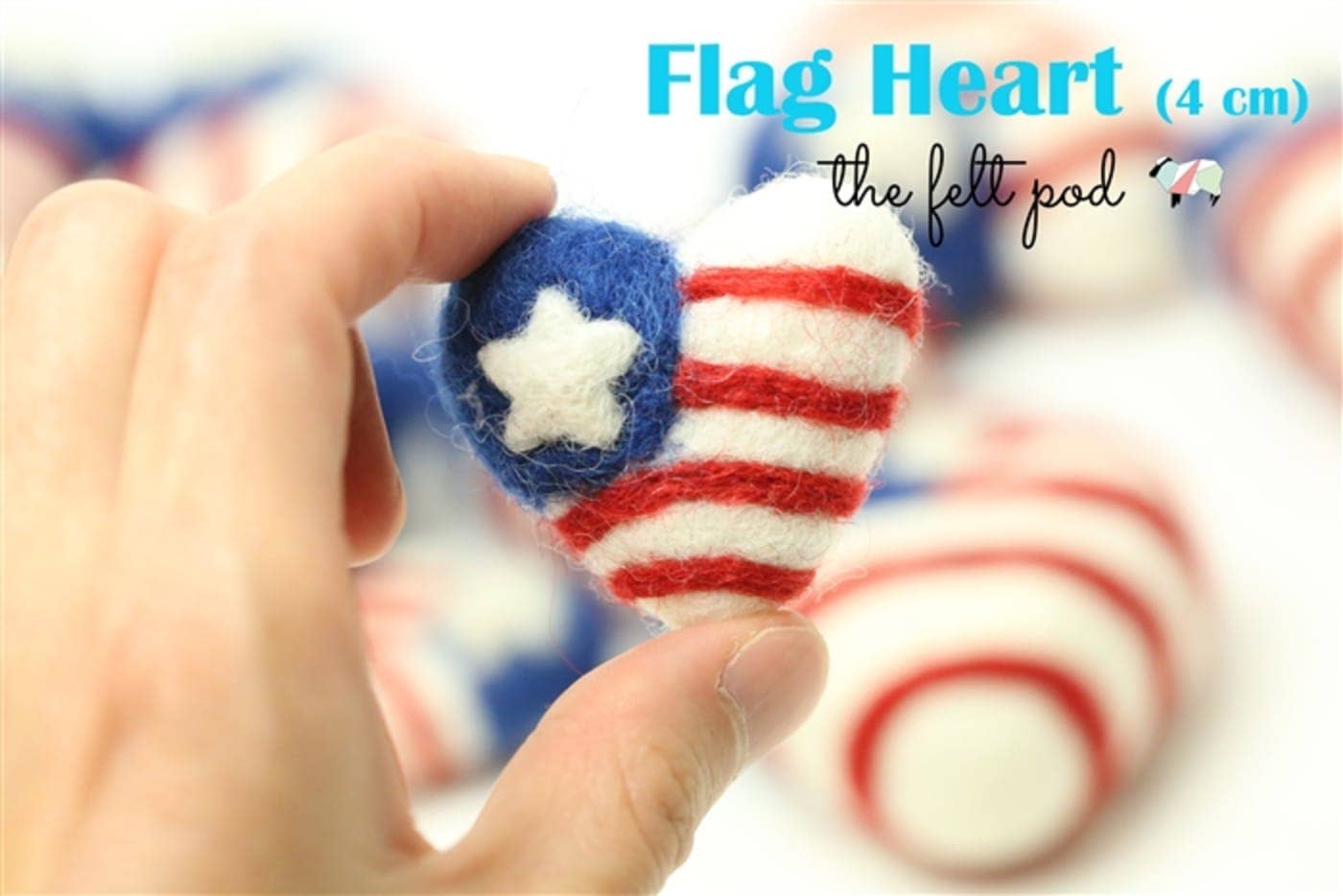 The Felt Pod - Venta al por mayor Material para manualidades - Bandera estadounidense Felt Hearts de 4 y 6 a 7 cm 0